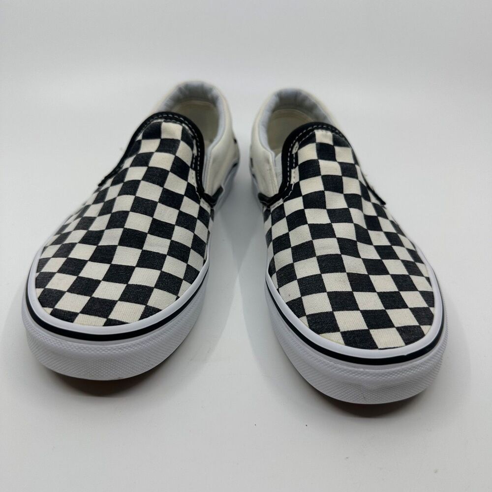 Vans Classic Slip On Checkerboard Black Off White Sneakers Women 7 Men 5.5